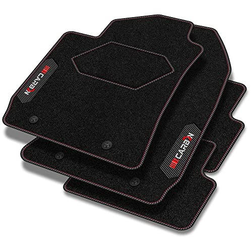 M MOTOS Alfombrillas de velour personalizadas Carbon Series para Chevrolet Cruze I 2008-2016 - Premium, Carbon, Rojo Refresca el aspecto de tu coche con las alfombrillas de velour con un diseño de fib