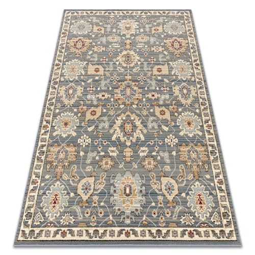 rugsx Alfombra de Lana Kilim Boho para salón, Dormitorio, Comedor, Pasillo, Cocina Gris/Beige 80x140 cm