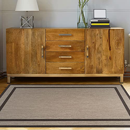 STORESDECO Alfombra vinilica de Tejido Trenzado Premium de Alta Gama Lavable Antideslizante Alfombras vinilicas Resistentes para Salon Cocina habitacion baño Pasillo Color Rectángulos Marrón 60x90 cm