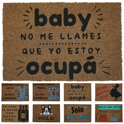 koko doormats Felpudo Original y Divertido - Fibra de Coco y PVC - Baby no me llames - 40x60 cm - Alfombras para la Puerta de Entrada casa Exterior