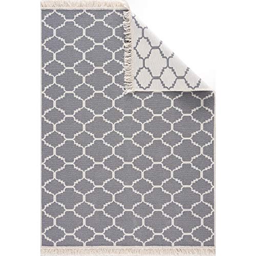 Fashion4Home Alfombra de pasillo – Tepiche para salón, dormitorio, cocina, habitación de los niños, baño – Alfombras bohemias – gris claro y blanco, tamaño: 80 x 150 cm
