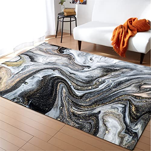 Chickwin 3D Mármol Alfombra de Salon Moderna Pelo Corto, Antideslizantes Lavable Alfombras de Habitacion Decorativa Dormitorio Alfombra para Comedor Balcón Salas (50x80cm,Cielo Estrellado Gris)