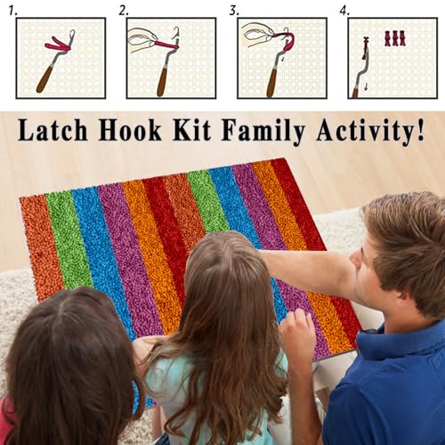 Kit de Alfombra de Ganchillo Kit de Alfombra de Gancho de Pestillo 38 x 52 cm Kits de Bordado de Punto de Cruz Kit de Fabricación de Alfombras Kit para Hacer Tapices Juego de Alfombras con Ganchos