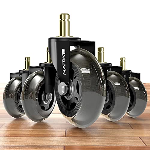 NATRKE 10 x 22 mm ruedas de repuesto para silla de oficina para IKEA con 5 piezas, ruedas giratorias 360°Rotación ultra silenciosa para suelos duros y alfombras de carga 250 kg