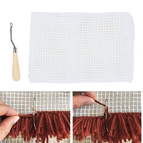 Garosa Kit de Lona de Malla de plástico Transparente Malla DIY Alfombra de Lona Fabricación de alfombras de Tela Alfombra de Lona esh Hojas de Tejer para Manualidades de Bordado(50x50cm)
