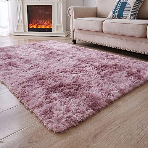 MARATIP Alfombras Salón Pelo Largo Alfombra Habitación Lavables Alfombra de Pelo Largo para salón o Dormitorio,Alfombra Antideslizante esponjosa,Alfombra de Cama(Rosa púrpura,120 x 160 cm)