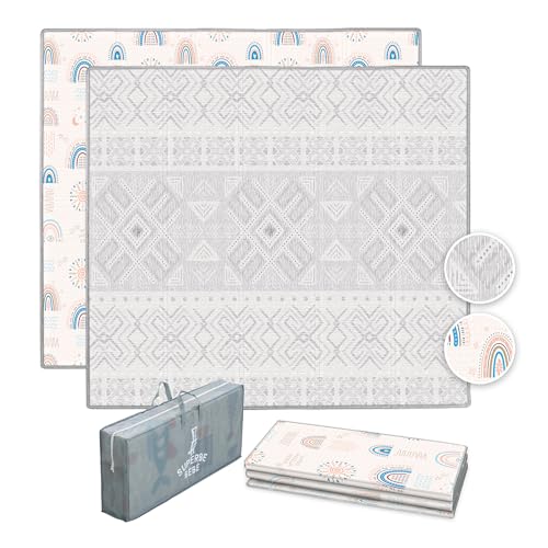 Alfombra Bebe Acolchada Plegable 150x180x1cm- Gimnasio Bebe - Manta De Juegos Bebe - Manta Actividades Bebe Impermeable Reversible - Tapete De Actividades Bebe - Gimnasio Infantil Bebe - Regalo Bebe