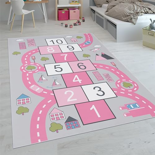 Alfombras Infantiles Juego Pelo Corto Coloridas Diferentes Diseños, tamaño:100x200 cm, Color:Pink 2