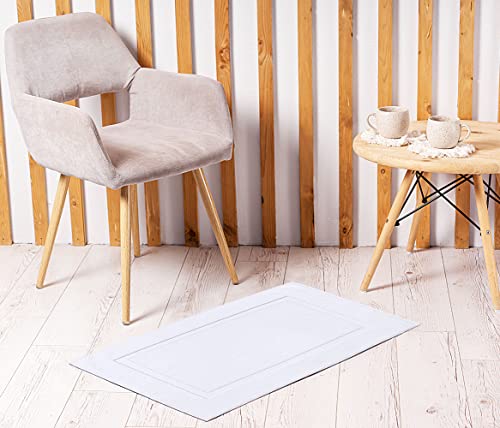 Utopia Towels - Alfombrillas de baño, alfombra baño - 100% algodón lavable en la lavadora (paquete de 2, 53 x 86 cm,Blanco) - altamente absorbente