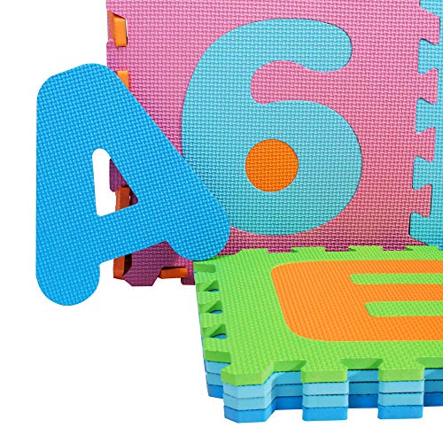 Spielwerk Alfombra Juego Puzzle Infantil XXL 190x190cm 86 Piezas Letras Números Rompecabezas de Goma Eva