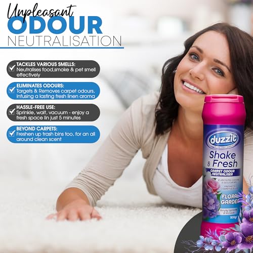Duzzit Shake & Fresh - Ambientador mixto de alfombras (3 unidades) | Shake and Vac - Ambientador de alfombras en polvo | Shake n Vac | Paquete variado de polvo limpiador de alfombras