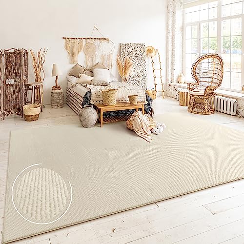 Alfombra Salon De Habitacion Pelo Corto Motivo Boho Chic Motivo Nordica, tamaño:120x160 cm, Color:Beige