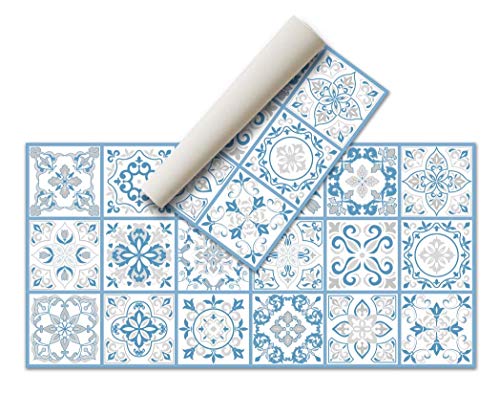 Alfombra Vinílica Hidráulica (80 x 40 cm, Azul) - Distintos colores y tamaños - Alfombra Cocina, baño, salón Comedor - Antideslizante - Alfombra Dormitorio - Goma esponjosa y Suelo PVC