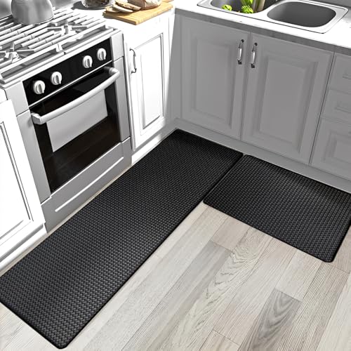 DAJAVE 2 alfombrillas de cocina antifatiga, de espuma, de PVC, se pueden limpiar con un paño, 44 x 75 cm, 44 x 150 cm