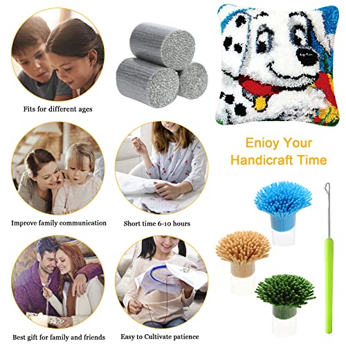 HonGien Kits de Gancho de Ganchillo de Alfombra, Kit de Fabricación de Alfombras para Entrantes para Principiantes Adultos o Niños(40 x 40 cm)