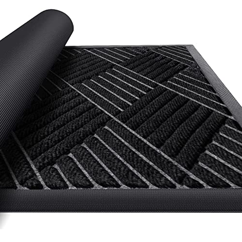 Purejoy Felpudo de Entrada Gris Alfombra Exterior para Puerta Alfombras Antideslizante de Goma 45 x 75 cm Felpudo Impermeable Dirt Debris Mud Trapper para Entrada Felpudo de Entrada Baja