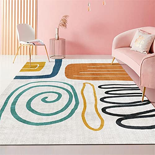 RUGMRZ Alfombras Grandes Baratas Infantiles Dormitorio Juvenil Diseño gráfico Abstracto Minimalista Moderno Negro Azul Amarillo Alfombras Grandes Baratas 60X90cm