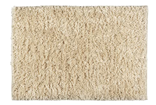Wenko Alfombra de baño Lanas, sostenible, fabricada con botellas PET recicladas con aspecto de lana de oveja y reverso antideslizante, lavable hasta 40 °C, dimensiones (An. x P): 60 x 90 cm, crudo