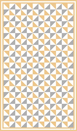 DobleUve Estudio Alfombra Vinílica Hidráulica 31 | Color Amarillo | 50x100 cm | Alfombra Cocina Lavable Antideslizante | Alfombra Vinilica | Suelo Vinílico | Alfombra Vinilo Salón
