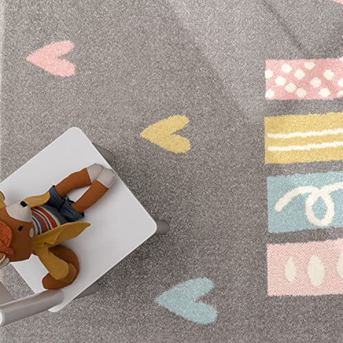 Paco Home Alfombra Infantil Habitación Infantil Niña Niño Varios Estampados Y Tamaños, tamaño:120x160 cm, Color:Gris 3