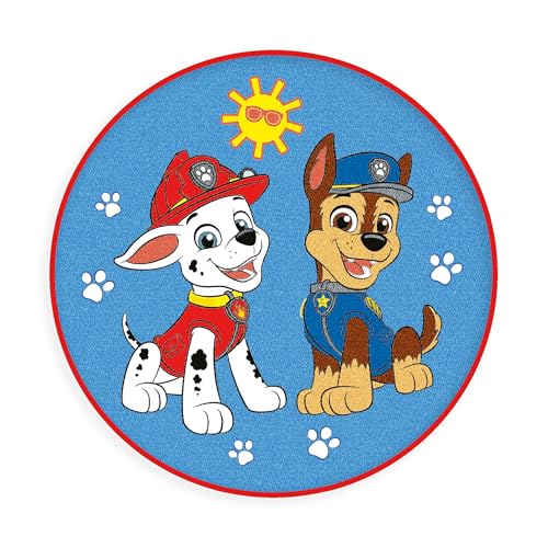 Herding Alfombra Redonda de la Patrulla Canina, diámetro de 80 cm, Alfombra Suave, Redonda, Antideslizante, Parte Delantera: 100% Poliamida, diseño 1