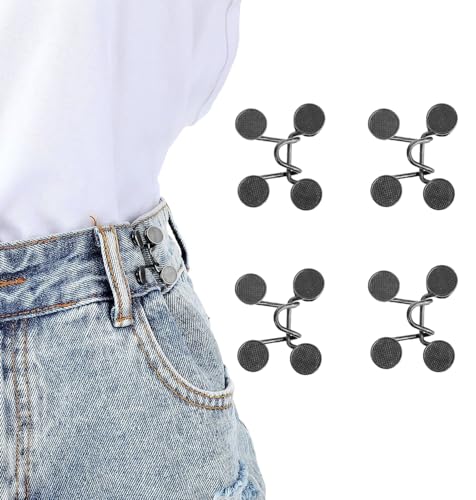 Zhenghebuy Ajustador de Pantalones Vaqueros Sueltos,4 Piezas Pantalones Ajustadores de Cintura,Tensores de Cintura para Pantalones,No Requiere Costura