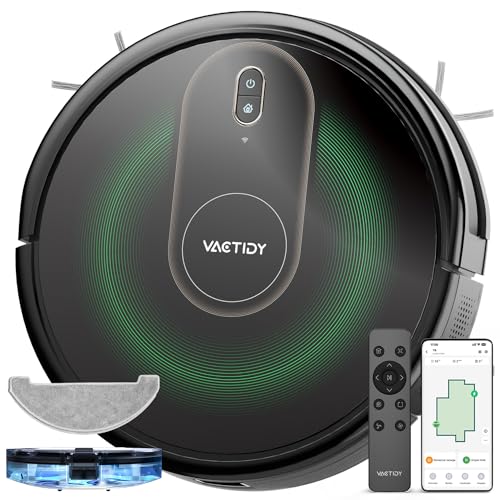 Vactidy Nimble T8 Robot Aspirador y Fregasuelos de 3000Pa Succión, Robot Aspirador con 120 Minutos de duración, Aspirador Robot con Tecnología giroscópica, Aspiradora Robot para Pelo de Mascotas