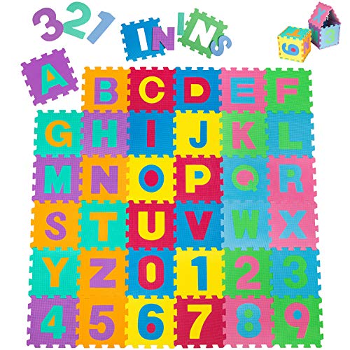 TecTake Manta de Juegos Alfabeto Puzzle Alfombra Rompecabezas 86 Piezas Goma Espuma EVA