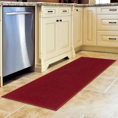 Ottomanson Ottohome Collection Alfombra sólida para Pasillo, Boda, Pasillo, con Base de Goma (Antideslizante), Polipropileno, Rojo, 50cm x 150cm