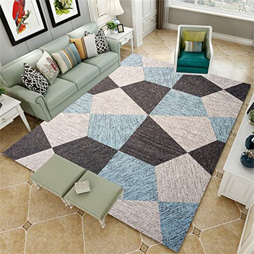 Alfombraalfombra Pelo Corto salon60X120cmAlfombra geométrica de café Azul decoración de Sala de Estar Lavable a máquinaalfombra para habitacionalfombras Medida