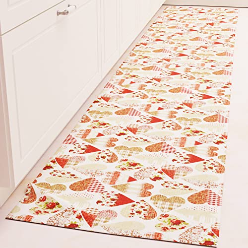 PETTI Artigiani Italiani - Alfombra de Cocina Antideslizante y Lavable, 52 x 240 cm, diseño de Corazones Rojos, 100% Fabricada en Italia