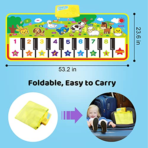 Alfombra de Piano y Teclado Musical - Estera de Baile Táctil - Alfombra de Suelo Portátil y Electrónica - Educativo Juguete Regalo para Bebé y Niño (135 x60cm)