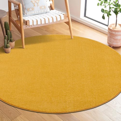 Fabrica Home Alfombra de pelo corto adecuada para robot aspiradora, alfombra de salón, alfombra moderna sencilla para dormitorio, oficina, pasillo, cocina, habitación infantil - amarillo, 150 cm