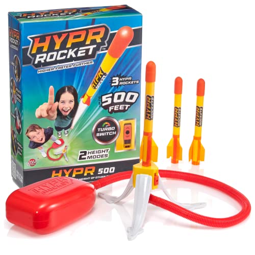 WOW! STUFF - HYPR Rocket 500 | El Mayor pisotón Volador para lanzar Cohete | Vuela hasta 500 pies | 3 Cohetes | Jardín al Aire Libre o Patio Trasero | Juguetes y Regalo para niños, familias, niños y