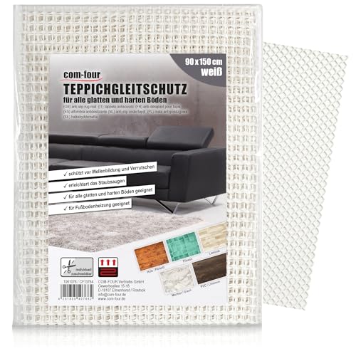 COM-FOUR® Alfombra Antideslizante para la Alfombra - 150x90 cm (weiß / 090 x 150cm)