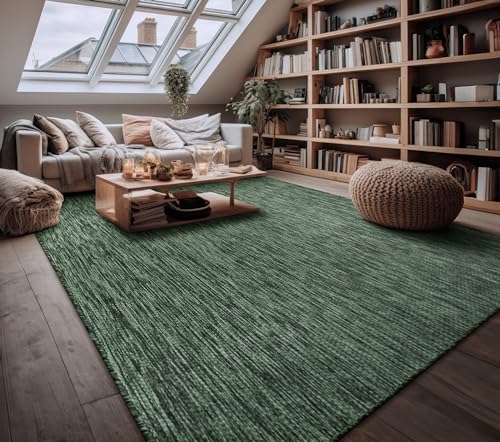 Paco Home Alfombra Exterior Interior Balcón Terraza Alfombra Cocina Monocolor Jaspeado, tamaño:60x100 cm, Color:Verde
