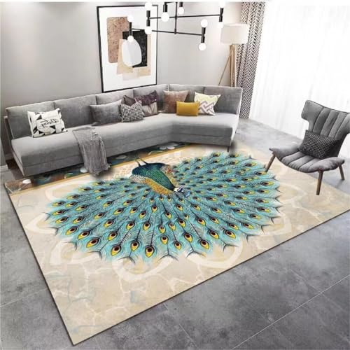 Alfombras Vinilo Salon Alfombras A Medida Online Alfombra Decorativa De Pelo Corto Para Sala De Estar Con Patrón De Plumas Clásicas Suave Antideslizante Para Dormitorio De Niña Blu 170X240Cm Alfombras