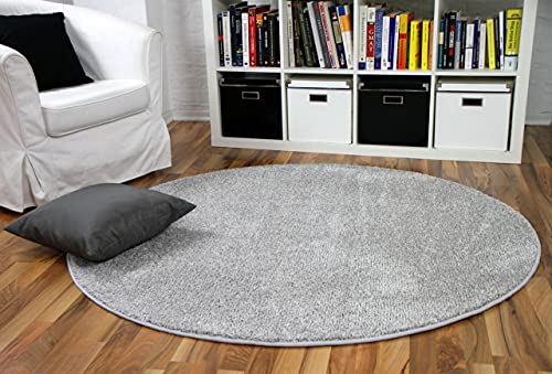 interiortrend Mona - Alfombra Pelo Corto Redonda - Velour - Gris Plata - 4 tamaños