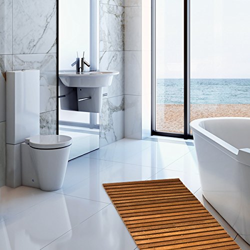 Deuba® Set de 2 Alfombras de Baño de Madera de Acacia 76x50cm Alfombrilla para Ducha SPA Certificado FSC®