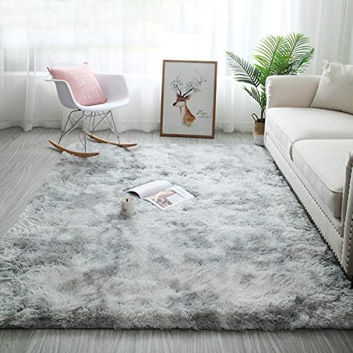 Tinyboy-hbq Shaggy Alfombra para El Salón, Modernas Antideslizante Super Suave Pelo Largo Fluffy Alfombra Modernas Alfombra Pelo Adecuado para Salón Dormitorio(Gris Blanco, 120 * 200cm)