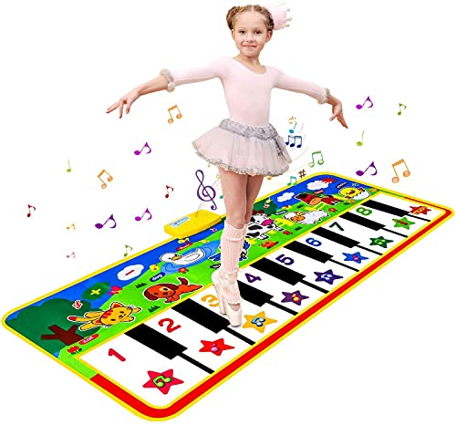 m zimoon Alfombra Musical, Alfombrilla de Piano para Niños e Niñas, Talla Grande Alfombrilla de Baile con 8 Instrumentos Musicales, Niños Juguetes Educativos Musicales de 1 a 8 Años (135 * 58cm)