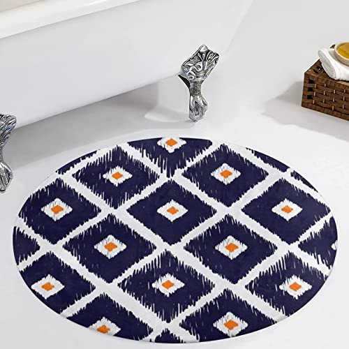 Rombo Blanco Negro Alfombra De Baño Redonda Alfombras De Piso De Terciopelo Coral Antideslizante Retro Son Alfombras De Área Pequeña Supersuaves Y Duraderas.
