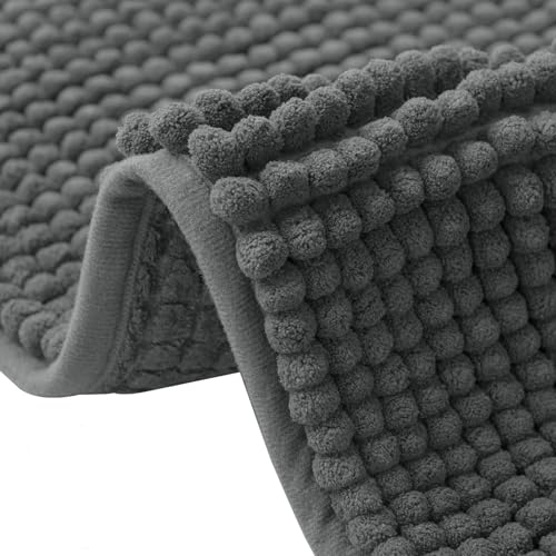 Flintronic Alfombra de Baño Antideslizante, Microfibra de Chenille, Lavable a Máquina, Suave y Cómoda, Súper Absorbente, para Bañera, Ducha y Baño (40 x 60cm, Gris)