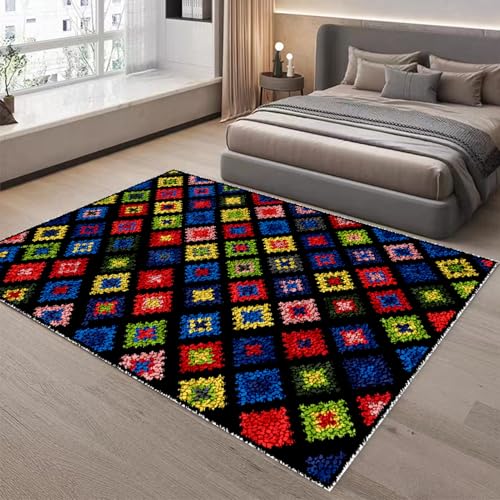 SZKBEUO 55 x 75 cm Kit de Alfombras con Gancho de Pestillo, Kit de Tejer ​con Gancho cojín de sofá Alfombra, Kit para Hacer Tapices, Kit Ganchos Alfombras para Adultos y Principiantes