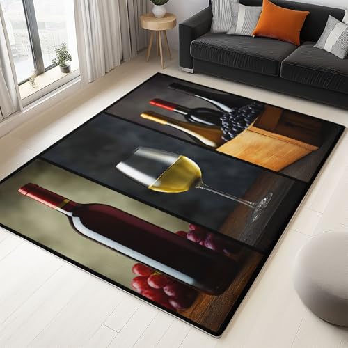 Alfombras Salon Vino Tinto Estilo Campestre 140 x 200 cm Alfombra Suave Antideslizante Lavable, Oscuro Modernas de Interior Alfombra, para salón Dormitorio Comedor
