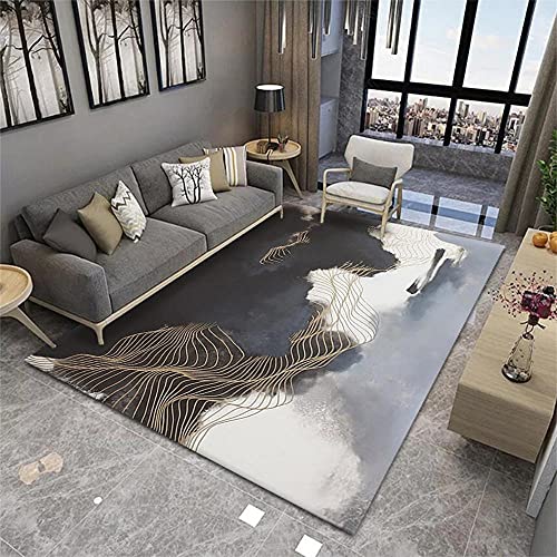 RUGMRZ Alfombras Baratas Sofas Baratos Diseño gráfico Abstracto de Rayas de Oro Blanco Negro Azul Dorado Alfombras Infantiles 40X60cm