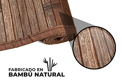 LucaHome – Alfombra bambú Uganda Ideal para Interior, Alfombra bambú para Cocina, salón, despacho, Dormitorio con Cenefa, Alfombra de bambú Antideslizante (Chocolate, 60x90cm)