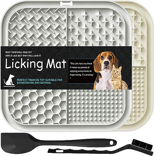 Lesipee Juego de 2 alfombrillas para lamer perros y gatos, aptas para lavavajillas, juguetes para perros y ansiedad, para mantequilla, yogur, cacahuetes, suministros para mascotas, alfombrilla