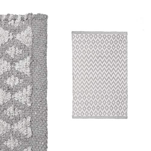 LOLAhome Alfombra pie de Cama Gris de algodón de 80x50 cm