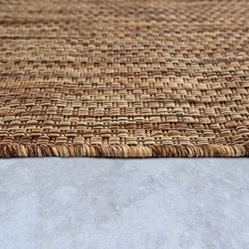 Paco Home Alfombra Exterior Interior Balcón Terraza Alfombra Cocina Monocolor Jaspeado, tamaño:60x100 cm, Color:Café